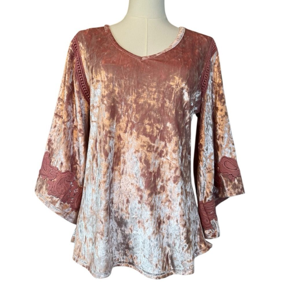Vintage Westport 1962 Shimmery Crushed Velvet Women's Pink Top Blouse S